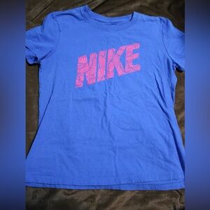 Nike Kids Royal Blue Short Sleeve Tee with Pink Graphic